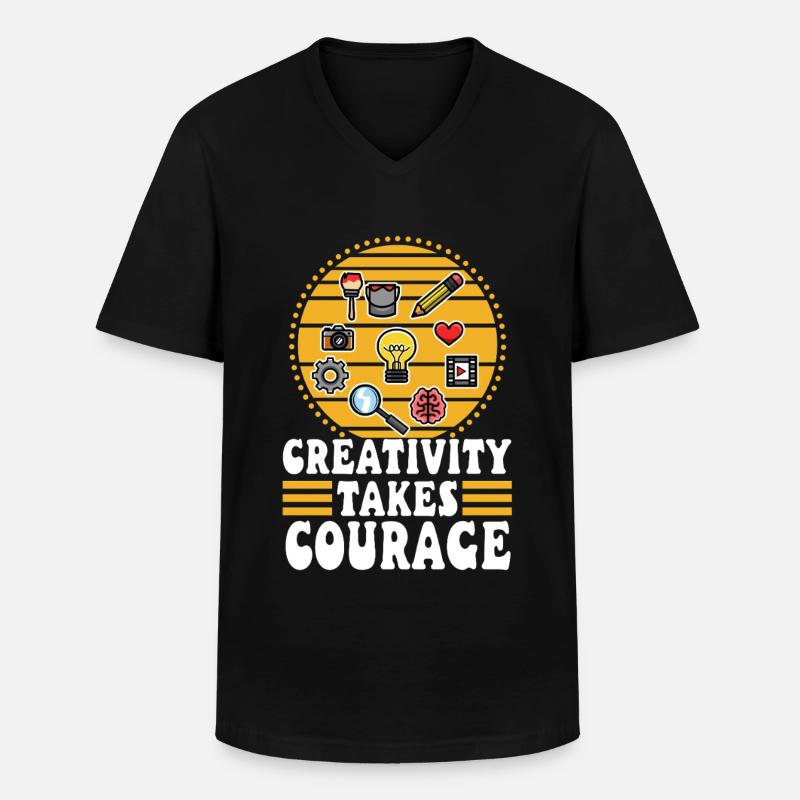 Creativity Takes Courage - Männer-T-Shirt mit V-Ausschnitt - Schwarz