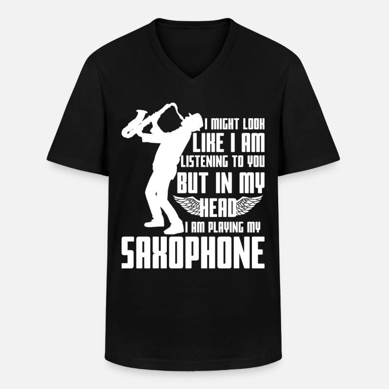 Saxophon Spruch - Männer-T-Shirt mit V-Ausschnitt - Schwarz