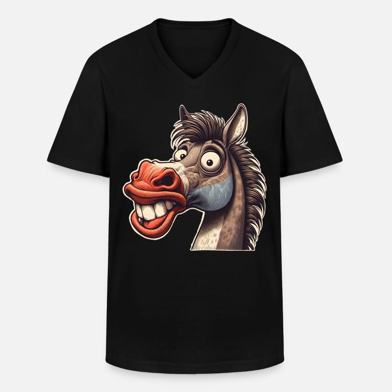 Pferd - Männer-T-Shirt mit V-Ausschnitt - Schwarz