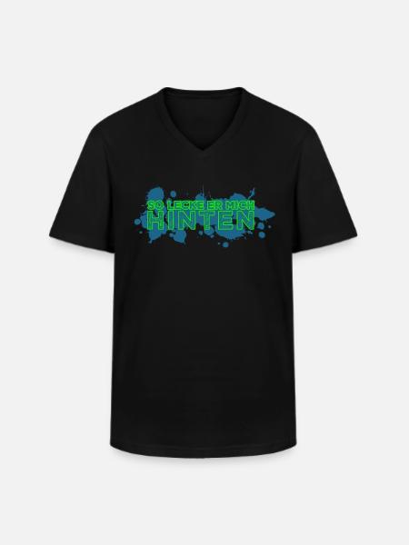 Arschlecken leck mich - Männer-T-Shirt mit V-Ausschnitt - Schwarz
