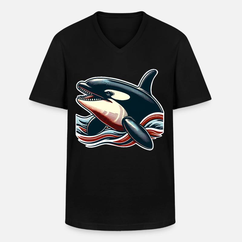 Orca Schwertwal - Männer-T-Shirt mit V-Ausschnitt - Schwarz