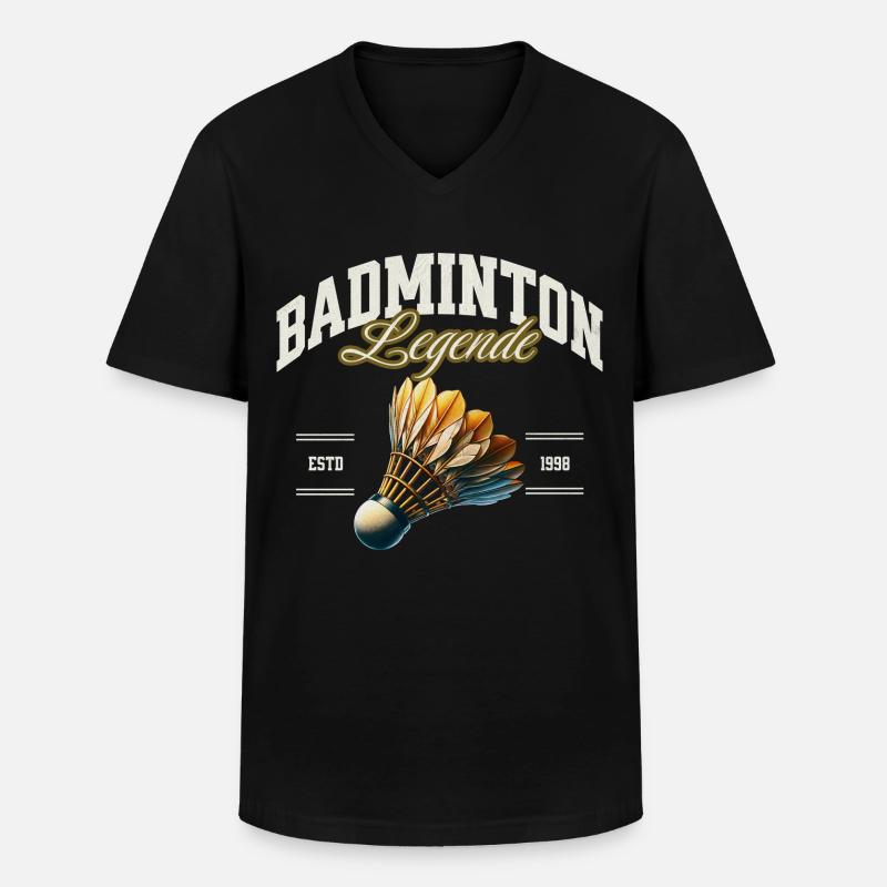 Badminton - Männer-T-Shirt mit V-Ausschnitt - Schwarz