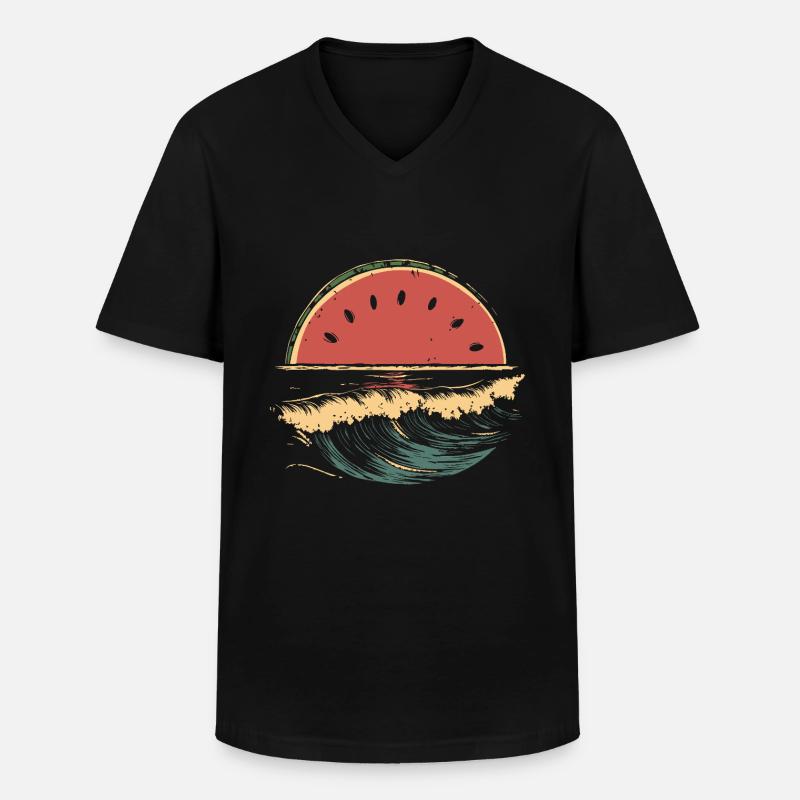 Pastèque Mer Plage Été - T-shirt col V Homme - noir