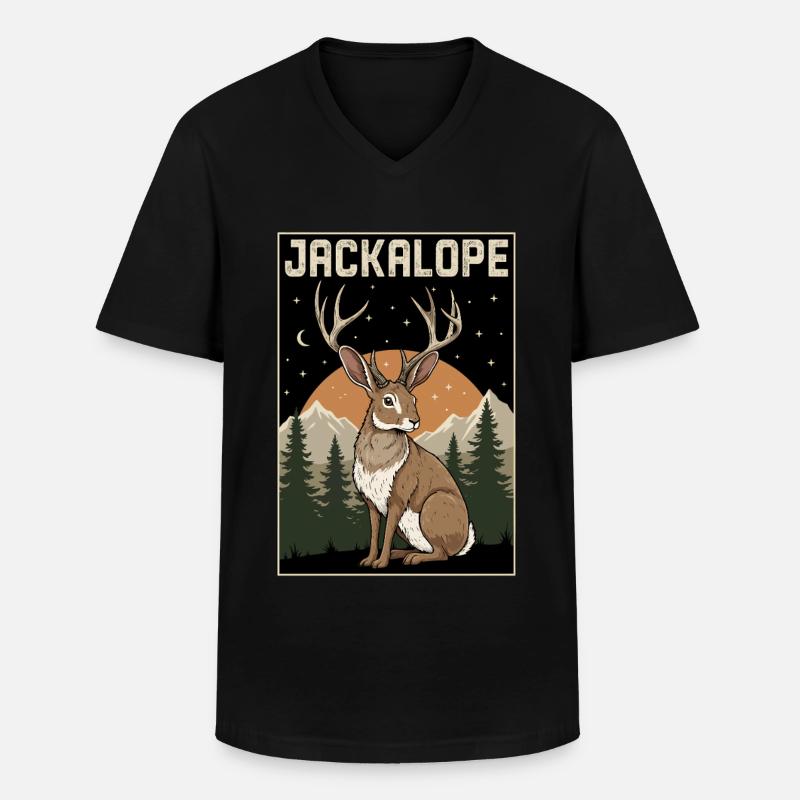 Jackalope - Männer-T-Shirt mit V-Ausschnitt - Schwarz
