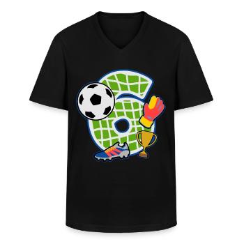 Fußball 6. Geburtstagsparty Nummer 6 - 6 Jahre - Männer-T-Shirt mit V-Ausschnitt - Schwarz - Vorne - AI Model Male 178 dark (178cm)