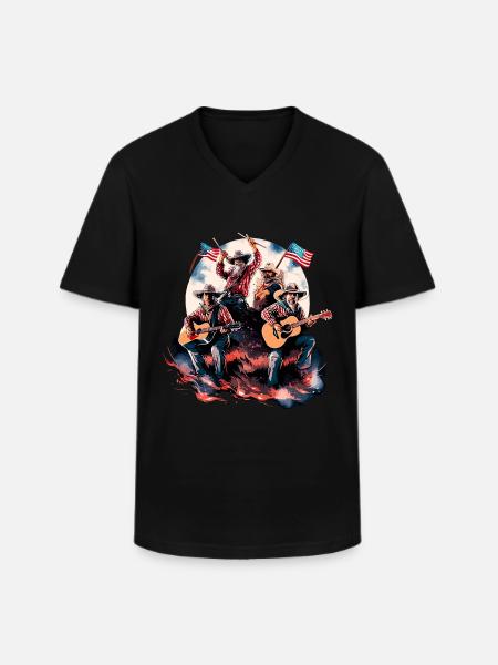 Country Music Guitar Singer Western USA Vintage - Men's V-Neck T-Shirt - black