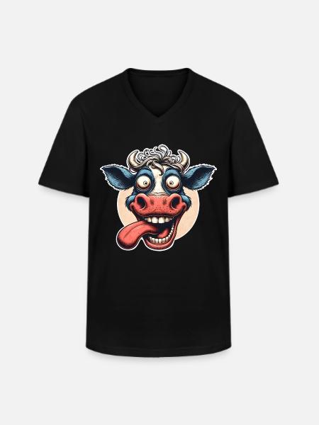 Vache folle - T-shirt col V Homme - noir