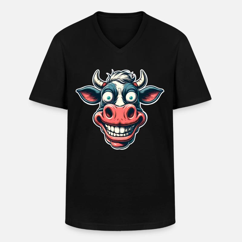 Kuh - Männer-T-Shirt mit V-Ausschnitt - Schwarz