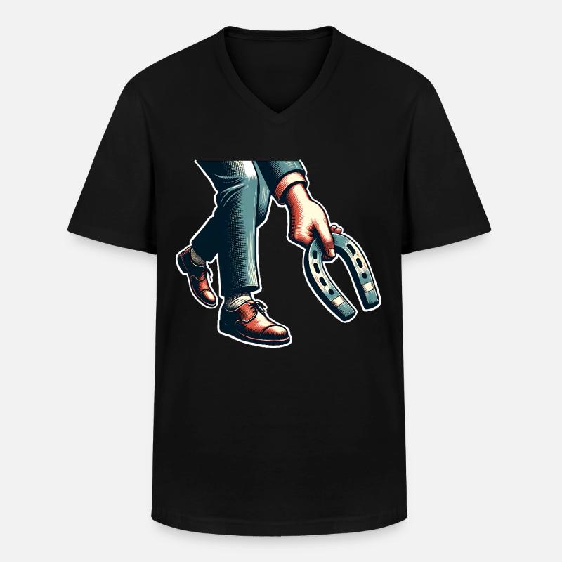 Hufeisenwerfen Horseshoe Pitching - Männer-T-Shirt mit V-Ausschnitt - Schwarz
