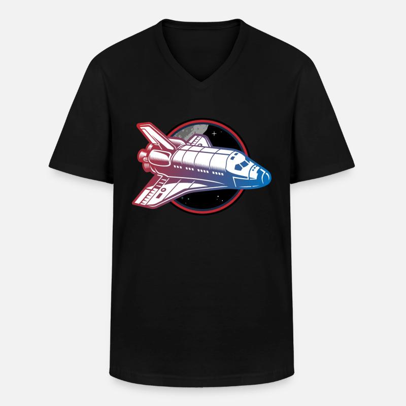 spaceship space shuttle - Männer-T-Shirt mit V-Ausschnitt - Schwarz
