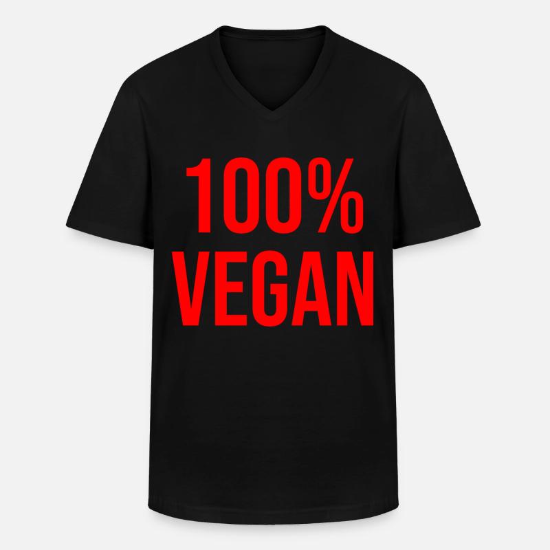 100 % Vegan - Männer-T-Shirt mit V-Ausschnitt - Schwarz