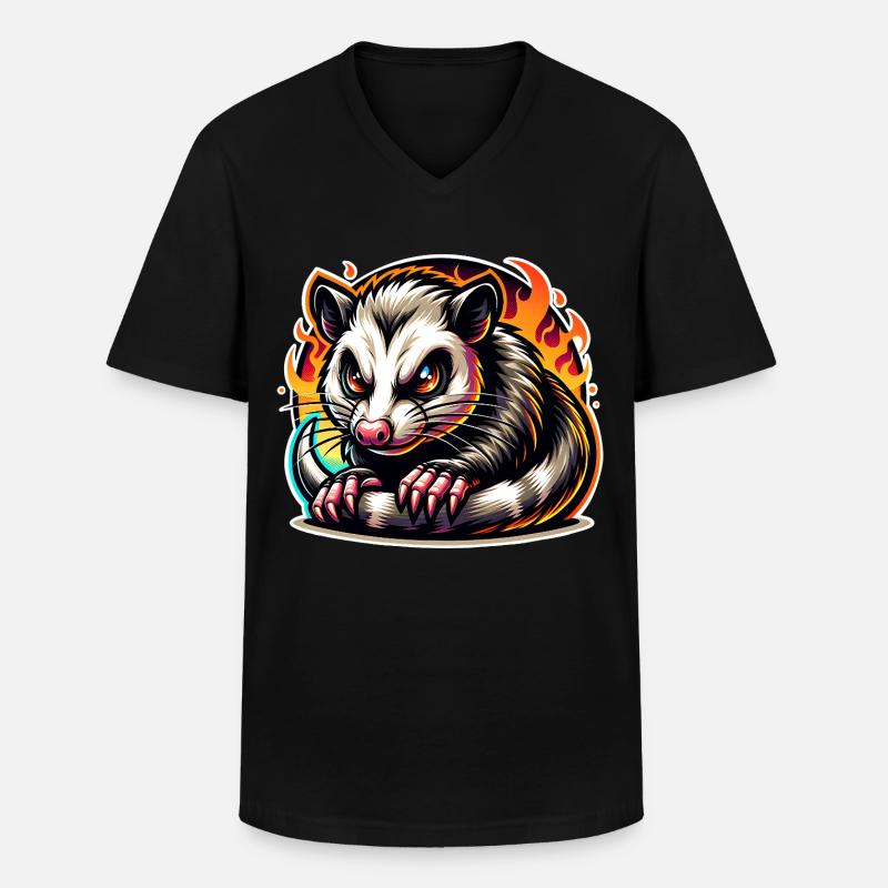 Opossum - Männer-T-Shirt mit V-Ausschnitt - Schwarz
