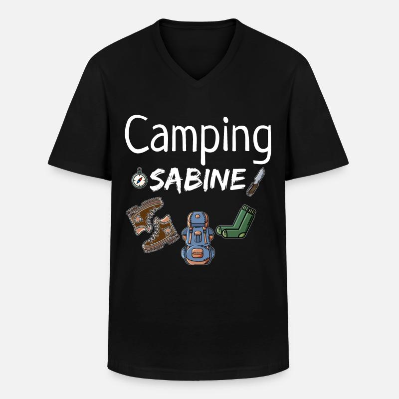 Camping Sabine Camper Camperin Geschenk - Männer-T-Shirt mit V-Ausschnitt - Schwarz
