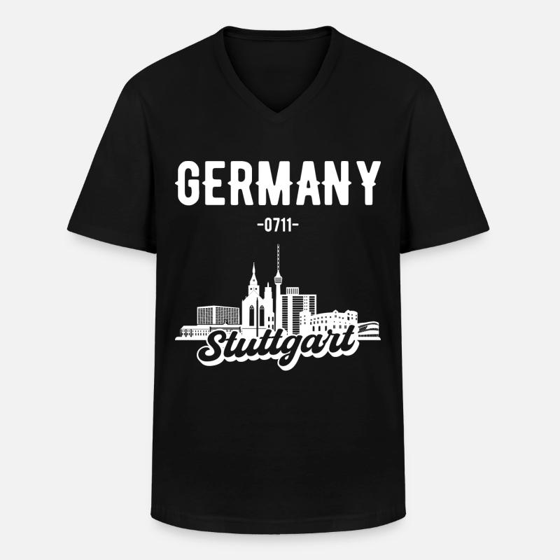 Stuttgart Deutschland Skyline Geschenk - Männer-T-Shirt mit V-Ausschnitt - Schwarz