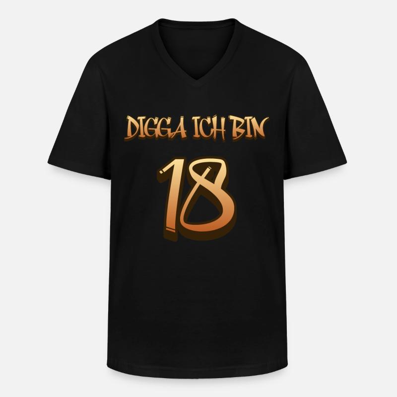 Digga ich bin 18 - Männer-T-Shirt mit V-Ausschnitt - Schwarz