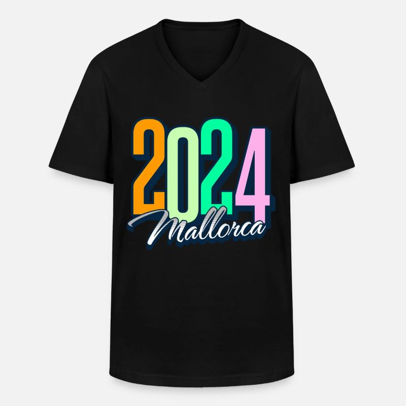 Mallorca 2024 - Männer-T-Shirt mit V-Ausschnitt - Schwarz