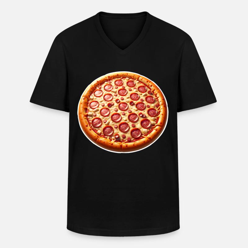 Pizza - Männer-T-Shirt mit V-Ausschnitt - Schwarz