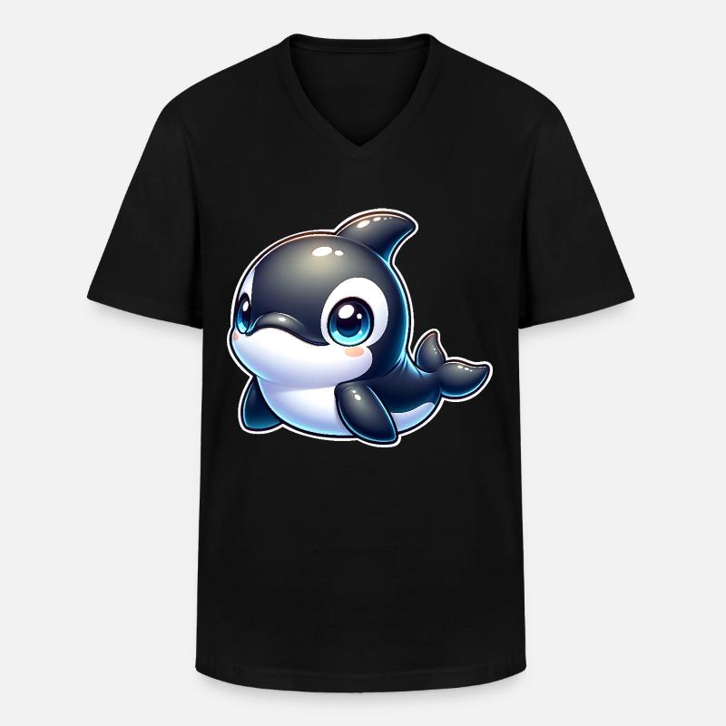 Orca - Männer-T-Shirt mit V-Ausschnitt - Schwarz