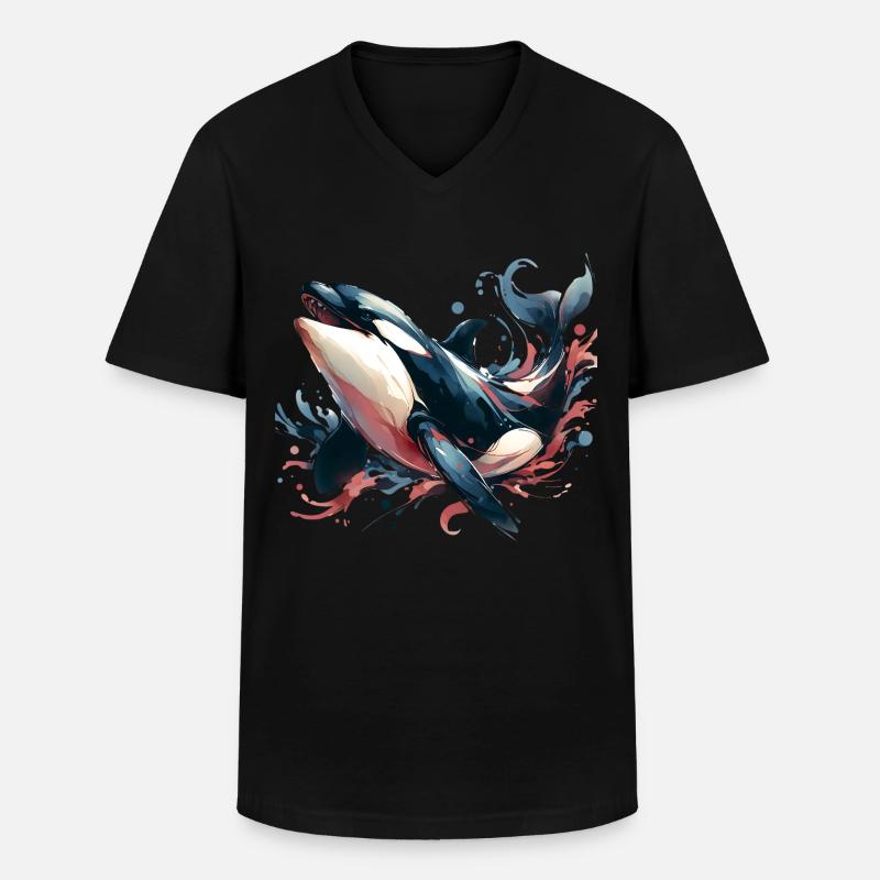 Orca Schwertwal - Männer-T-Shirt mit V-Ausschnitt - Schwarz