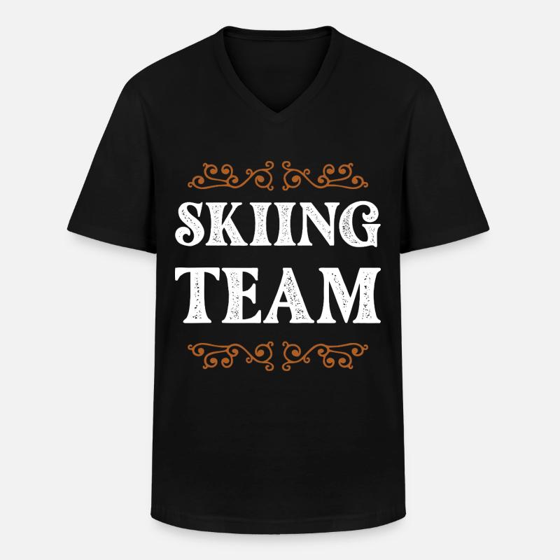 Skiing Crew - Männer-T-Shirt mit V-Ausschnitt - Schwarz