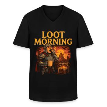 Chemise Loot Morning Knight - T-shirt col V Homme - noir - Devant - AI Model Male 178 dark (178cm)