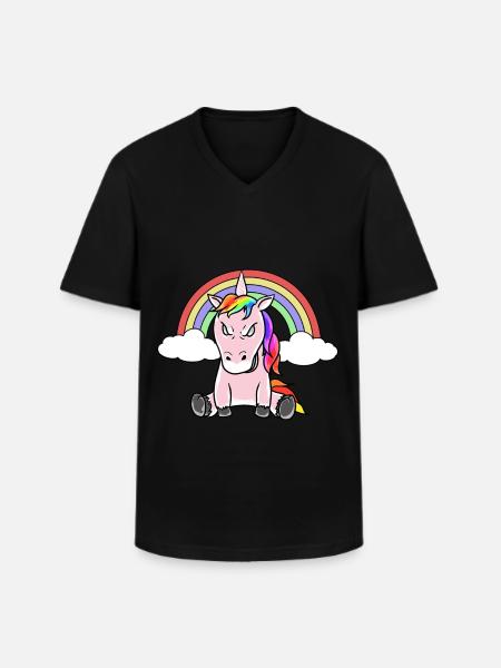 Einhorn Einhörner Fantasy Grimmig Böse Fabelwesen - Männer-T-Shirt mit V-Ausschnitt - Schwarz
