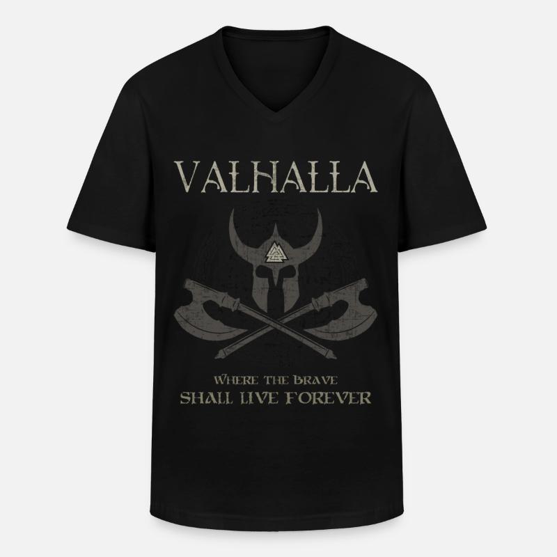 Valhalla Valknut Wikinger Germanen - Männer-T-Shirt mit V-Ausschnitt - Schwarz
