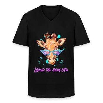 Coole Giraffe - Männer-T-Shirt mit V-Ausschnitt - Schwarz - Vorne - AI Model Male 178 dark (178cm)