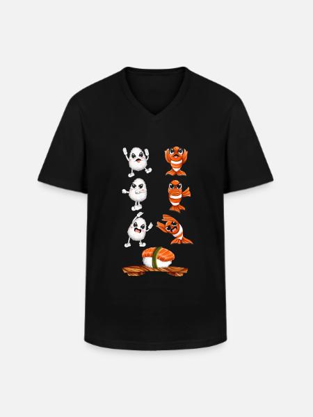 Funny kawaii sushi fusion - Men's V-Neck T-Shirt - black
