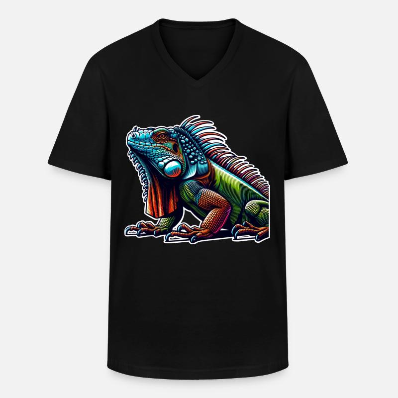 Leguan - Männer-T-Shirt mit V-Ausschnitt - Schwarz