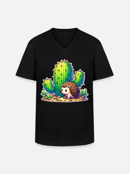 Cactus hérisson - T-shirt col V Homme - noir