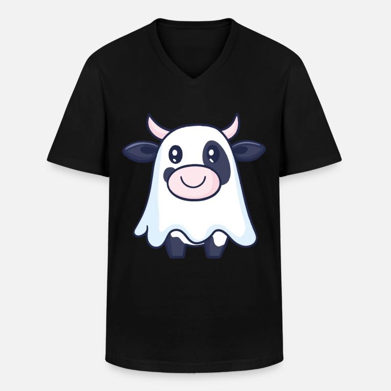 Kuh Halloween Comic Geist - Männer-T-Shirt mit V-Ausschnitt - Schwarz