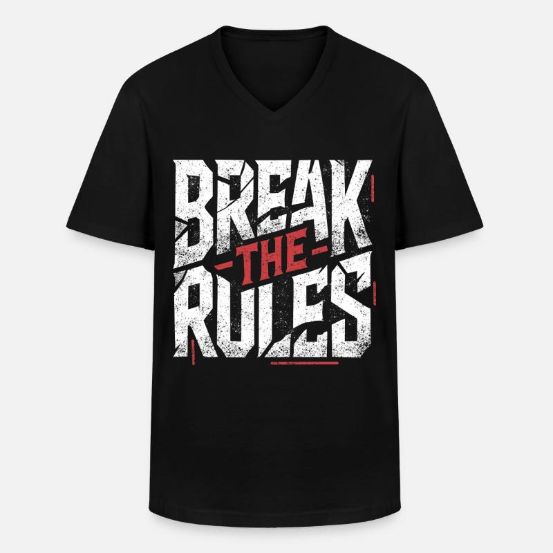 Brechen Sie die Regeln - Männer-T-Shirt mit V-Ausschnitt - Schwarz