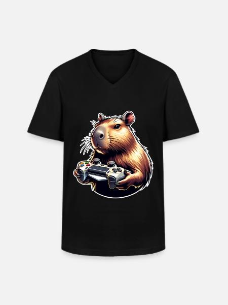 Capybara Gaming - Men's V-Neck T-Shirt - black