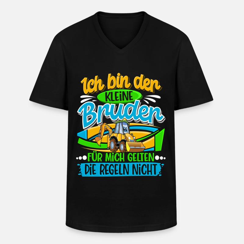 Kleiner Bruder Bagger - Männer-T-Shirt mit V-Ausschnitt - Schwarz