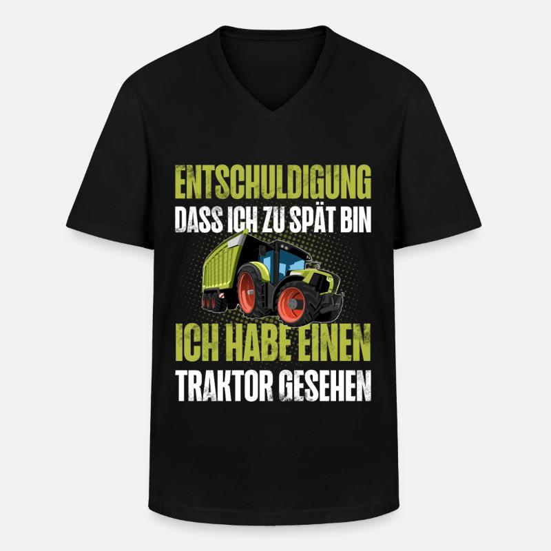 Traktor Lustiger Spruch - Männer-T-Shirt mit V-Ausschnitt - Schwarz