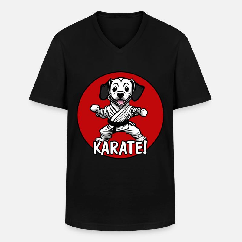 Karate Hund - Männer-T-Shirt mit V-Ausschnitt - Schwarz