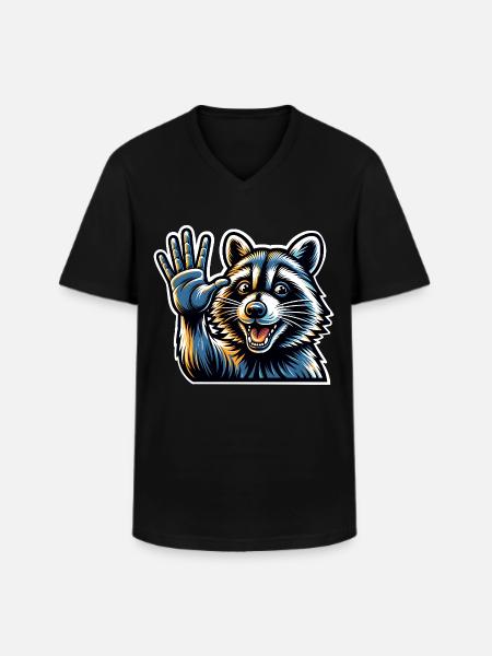 Raccoon - Men's V-Neck T-Shirt - black