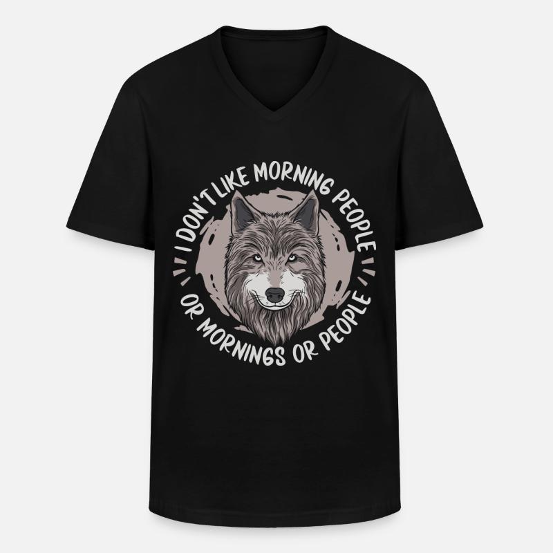 Wolf - Männer-T-Shirt mit V-Ausschnitt - Schwarz