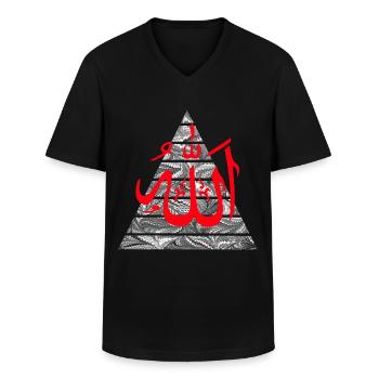 allah red - Men's V-Neck T-Shirt - black - Front - AI Model Male 178 dark (178cm)