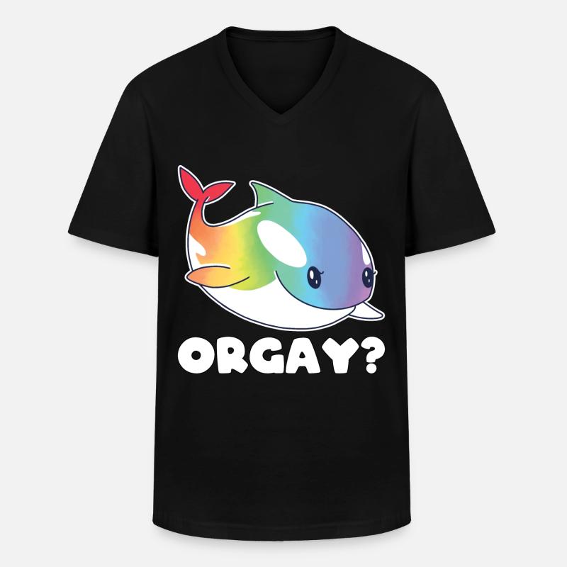 Orca Regenbogen LGBTQ Geschenk - Männer-T-Shirt mit V-Ausschnitt - Schwarz