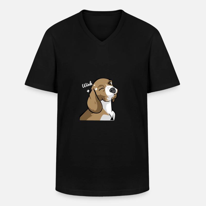 Beagle Dackel Zwinkern Geschenkidee - Männer-T-Shirt mit V-Ausschnitt - Schwarz