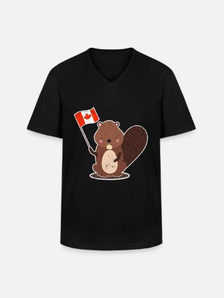 Biber - Männer-T-Shirt mit V-Ausschnitt - Schwarz