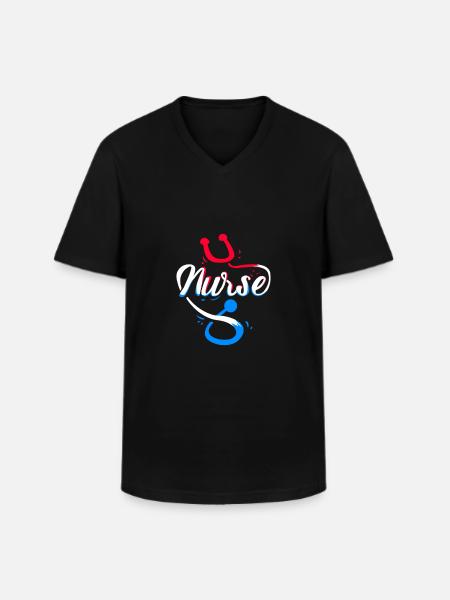 Stéthoscope infirmière - T-shirt col V Homme - noir
