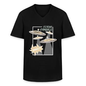 Cadeau de musique de tambour cymbale - T-shirt col V Homme - noir - Devant - AI Model Male 178 dark (178cm)