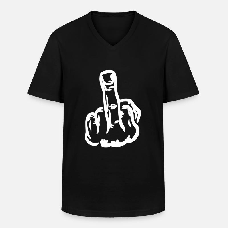 Mittelfinger - Männer-T-Shirt mit V-Ausschnitt - Schwarz