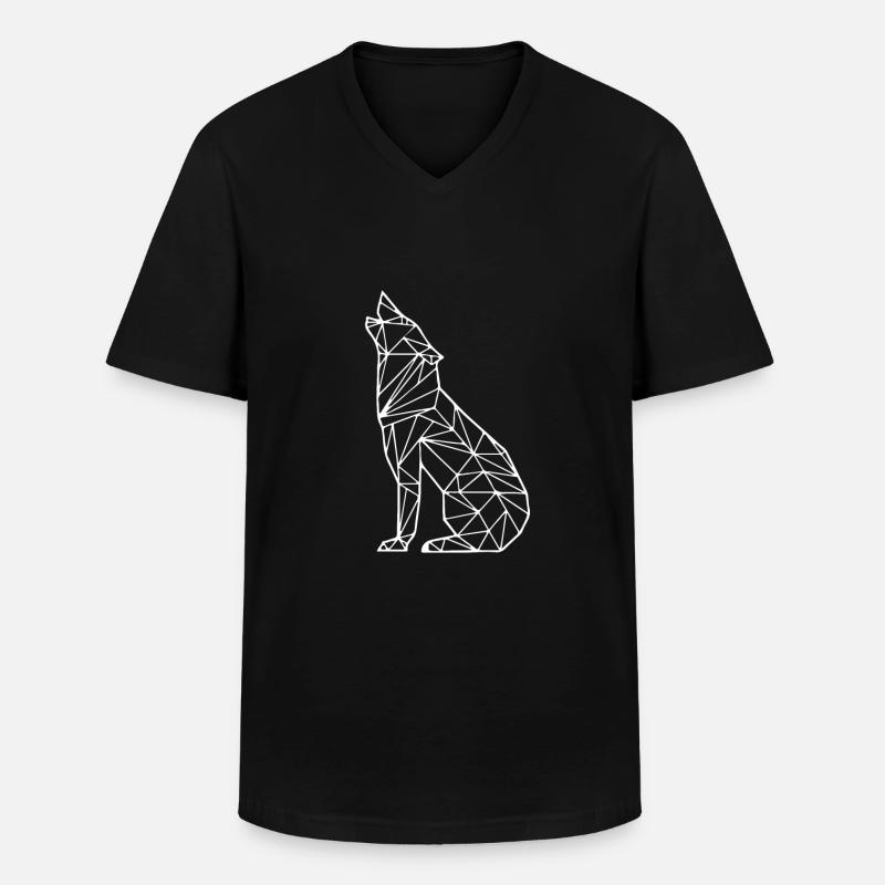 Vektorgrafik - Wolf - Männer-T-Shirt mit V-Ausschnitt - Schwarz