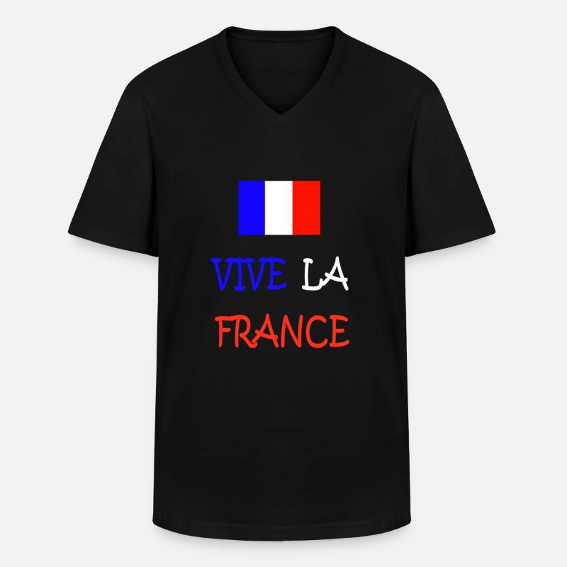 Frankreich - Männer-T-Shirt mit V-Ausschnitt - Schwarz