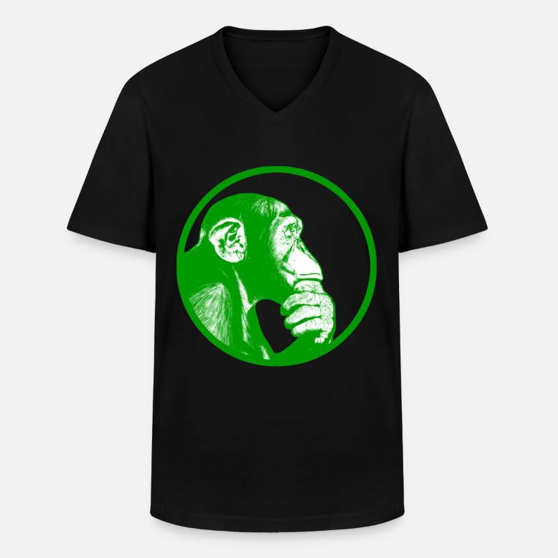 Denke nach Affe Schimpanse - Männer-T-Shirt mit V-Ausschnitt - Schwarz