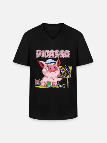 Pigasso comme Picasso - T-shirt col V Homme - noir